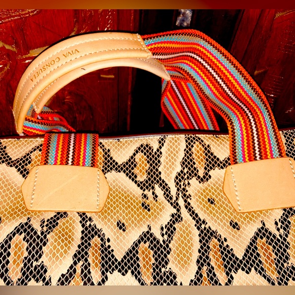 Consuela Leather trim snakeskin print tote bag - Picture 6 of 12